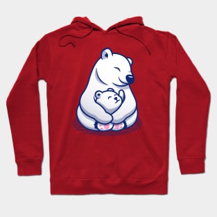 Cute Polar Bear Mom Hugging Baby Polar Hoodie